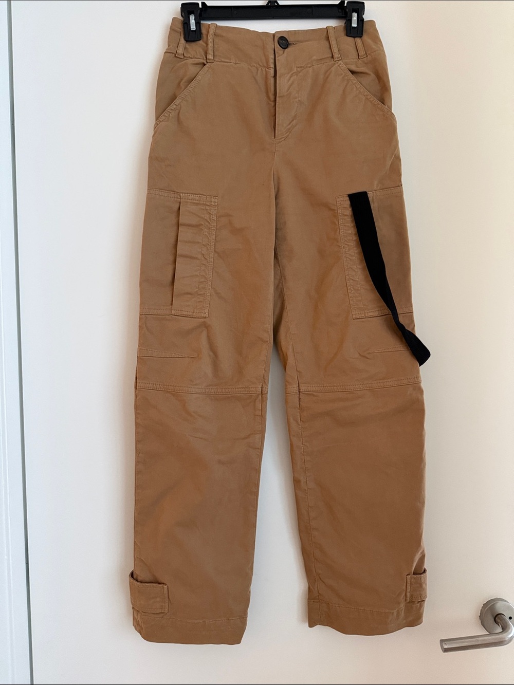 Pinko Brown Cargo Trousers with Black Strap Detail